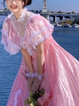 2023 Suvel Roosa Armas Pits Midi Kleit Lolita Kawaii Lühikese Pool Kleit Naine Casual Fashion Lühikese Varrukaga Kleit Naine Disain
