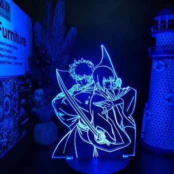 Gintama Gintoki Sakata 3D Lamp Anime Led Night Light Magamistuba Decor Tabel Nightlight Värvi muuta Lamparas Manga Sünnipäeva Kingitus
