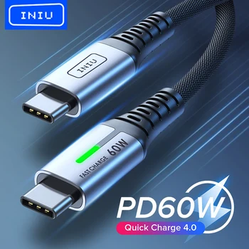 INIU USB-C USB Type C Kaabel PD 60W 3A Kiire Laadimine USB-C Laadija ja Data Juhe Huawei P40 Pro Xiaomi Samsung S20 S10 Macbook