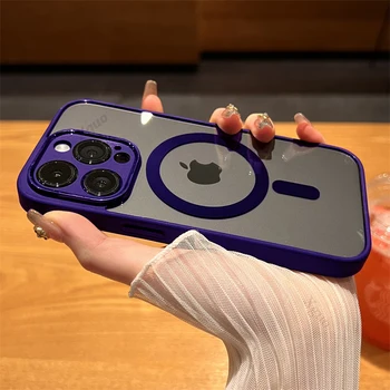 Luksus Magnet Läbipaistev Telefon Case for Iphone 14 13 12 11 Pro Max Plus Magsafe Traadita Eest Akrüül Kate Selge