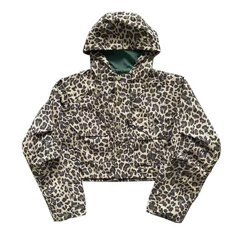 Leopard printida muster muster topp Jope meestele ja naistele parim kvaliteet kampsun lukuga nupp lühike jakk overcoat trend