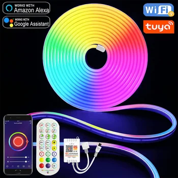 Tuya Smart Elu LED Neoon valguskaabel 12V Veekindel WiFi/Bluetooth/Remote Control Valgus Ribad, Lindid Tööd Alexa Google Kodu