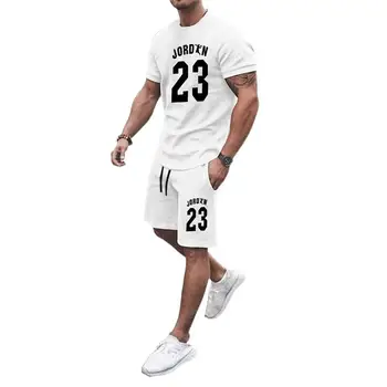 Valge Meeste Suvel Silma Hip-Hop Korvpall T-Särk 23 Trükitud Meeste Ülikonnad, Vaba aeg Spordi-Streetwear Püksid + Tops 2-osaline Komplekt