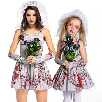 Halloween Kostüüm Lapsed Cosplay Ghost Bride Kleit Naised, Vampiir, Nõid Jube Seelik Sobiks Jube Lastekasvatus Vere Plekk Pulm