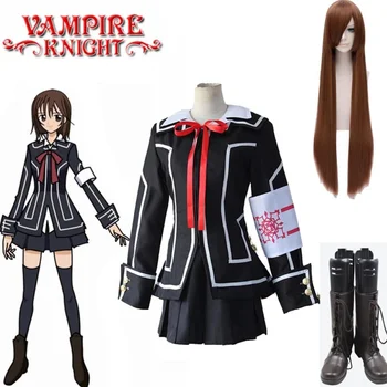 Anime Vampire Knight Cosplay Kostüüm Yuki Päeval Öösel Ühtne Klass Tüdrukud Rist Must valge Jakk, Särk, Kleit Armband Kingad Parukas