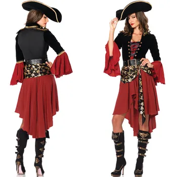 Naine Kariibi Mere Piraatide Kapten Kostüüm Halloween Rolli Mängib Cosplay Sobiks Medoeval Gooti Väljamõeldud Naine Kleit
