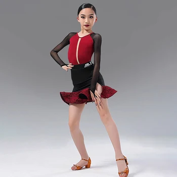 Segast Tops Lotus Seelik Lapsed ladina Tantsu Kleit Tüdruk Kleidid Konkurentsi Tantsusaal Tantsu Kostüüm NY63 8138+8334