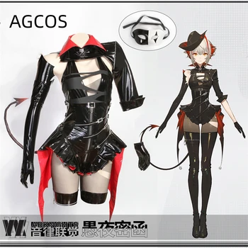 AGCOS Originaalne Disain Arknights W APKNGHTS Kaitou Cosplay Kostüüm Rolli Mängida Rõivad Naine, Must Nahk Jumpsuits Seksikas Cosplay