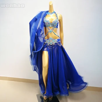 Hot Müük Professionaalne kõhutants Kostüüm Komplekt Naistele Tulemuslikkuse Varustus Bollywood Showgirl Tantsija kõhutants Kostüüm, puhastuskaltsud