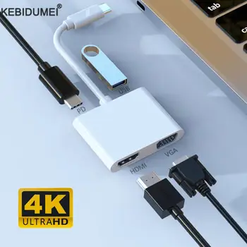 USB-C-Hub VGA HDMI ja USB 3.0 Adapter PD Docking Station HDMI-ühilduva Usb-Jaoturi Sülearvuti Telefon TK