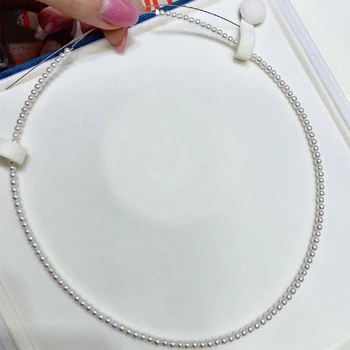 Looduslik 3-3.5 mm Pearl Helmed Kaelakee Hiina Akoya Merevee Pärlitest Naiste Riided Kaunistused Tarvikud Lady Kleit Kaela-ringi
