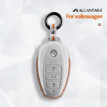 Alcantara kvaliteetne Auto Võti Juhul Katab Omanik Key Shell Pandla Jaoks VW Volkswagen 2010 - 2014 Touareg 3 Nuppu Võtmehoidja