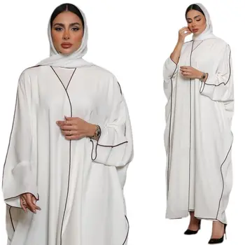 Türgi Kimono Jakk Abaya Dubai Eid Moslemi Mood Lahtine Kleit Naistele Araabia Valge Rüü Islam Seal Kaftan Femme Jilbab Musulman