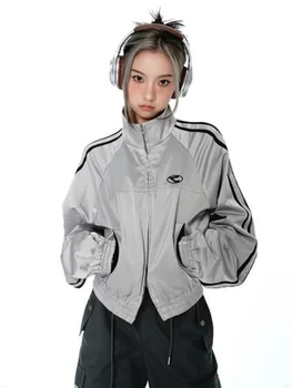 Korea Naised Acubi Streetwear Vintage Cyber Y2K Jakid Esteetiline Teachwear Tõmblukk Oversizer Mantlid Harajuku Zip Üles Topid Riided