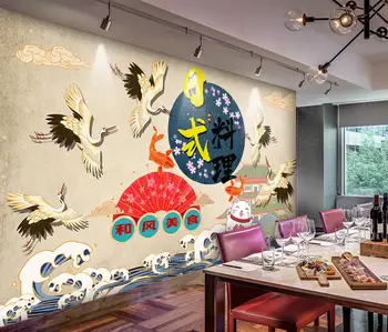 Custom Kraana Jaapani köök toidu instrumentaarium Foto Tapeet Seinamaaling Home Decor 3D Seina Paber hotel Restaurant taust kleebised