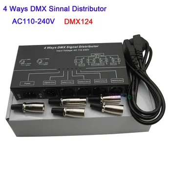 AC100V-240V input 4 kanalit LED-DMX512 võimendi Splitter DMX124 DMX signaali repeater 4CH 4 väljund pordid DMX signaali levitaja