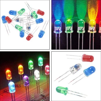 500Pcs Helendav Diood Kit 100tk/Color 5MM valgusdiood Valik LED valgusdioodide Kogum, Elektriseadmed