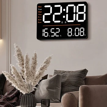 LED Digital Wall Clock Serveri Heledus Reguleeritav Kella Magamistuba Office Black Decor