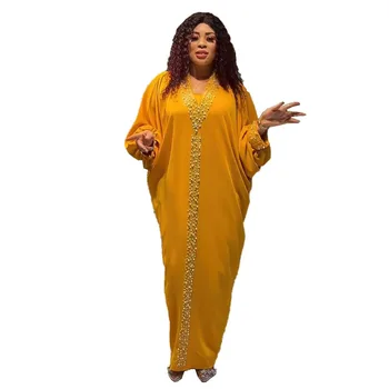 Elegantne Aafrika Pluss Suurus Kleidid Naistele 2023 Aafrika Pikk Varrukas, V-kaeluse Pool Õhtul Kaua Jõulud Kleit Aafrika Riided