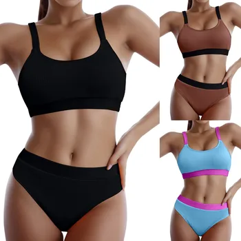 2023 Soonikut Värvi plokk Bikiinid Kõrge Vöökoht Ujumistrikoo Naistele Push Up Bikinis Prindi Ujumistrikood Naine Beachwear Supelrõivad trikoo