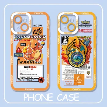 Armas Pokemon Charizard Dragonite Läbipaistev Telefon Case For iPhone 15 14 13 12 11 Mini XS-XR-X Pro MAX 8 7 6 Plus SE Angel Eyes