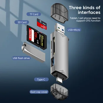 6 In 1 USB 3.0 TF Kaart USB Flash Drive TypeC 3.0 High-speed OTG-Kaardi Lugeja Mikro-Sd-Kaardi Lugeja-Adapter-USB-Tüüp C-Kaardi Lugeja