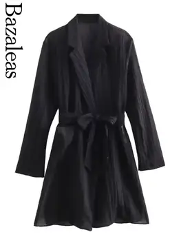 bazaleas poe traf 2023 Musta Mängu Sashess naiste kleidid Sügisel Midi Kleit Daamid Stiilne ametlik