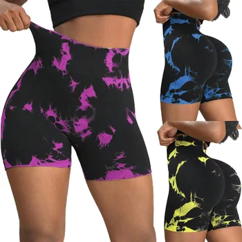 Õmblusteta Lips Värvitud Lühikesed Püksid Kõrge Piha Ümber Pingul Spordi Püksid Push Up Naiste Retuusid Sobivad Hip Lift Jooga Fitness Leggins Naiste Lühikesed Püksid