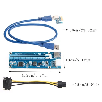 PCI-E Express 1x Kuni 16x Kaart Laiendus Port Adapter USB Power Cable Lihtne