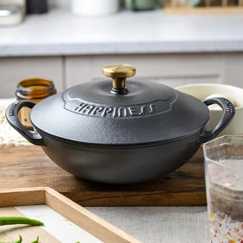 Nõud on Köök Kodu 21cm Must Pinnakatteta Cooking Potid Multifunktsionaalne Hautatud Poti Paksenenud Poti Alt Casting Köögitarbed