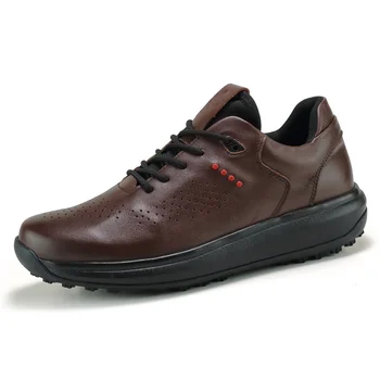 Sepatu Golf kulit asli Anti Slip pria, sepatu atletik Anti Slip, sepatu latihan Golf, warna hitam cokelat, 2023