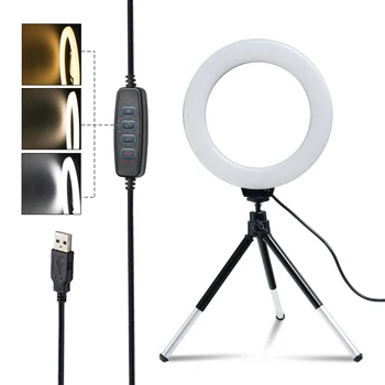 SH 16cm 6 tolline Ringi Valgus Statiivi Seista Usb Eest Selfie Led Lamp Juhitava Alused Valguse Foto Fotograafia Studio