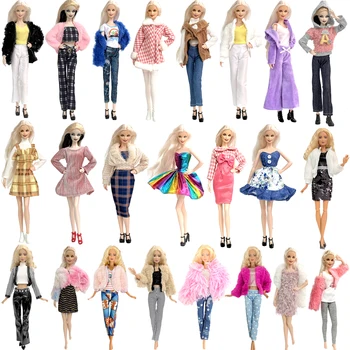 NK 1X Mood Mitmevärviline Komplekt Uus Kleit Särk Denim Grid Seelik Igapäevane Casual Wear Riided Barbie Nukk Tarvikud Kingitus JJ